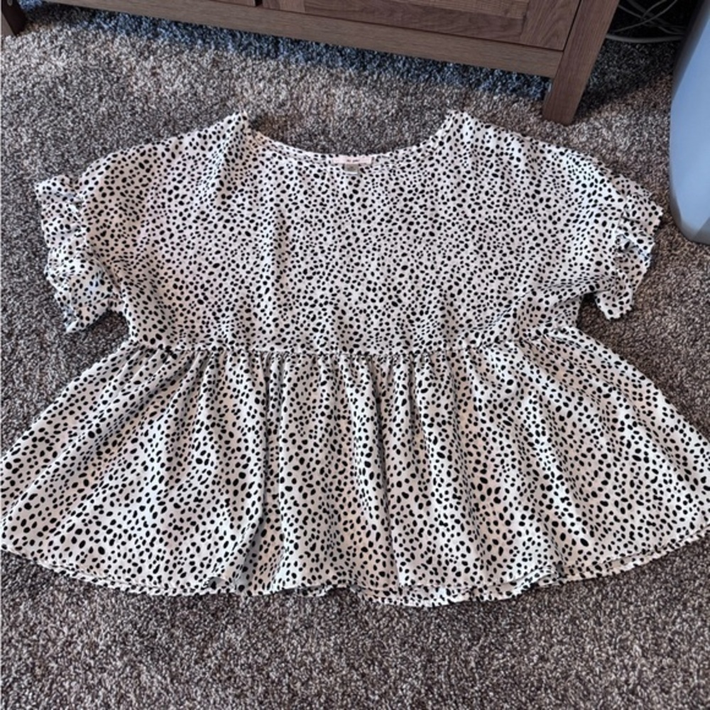 Polka Dot Babydoll Peplum Blouse
